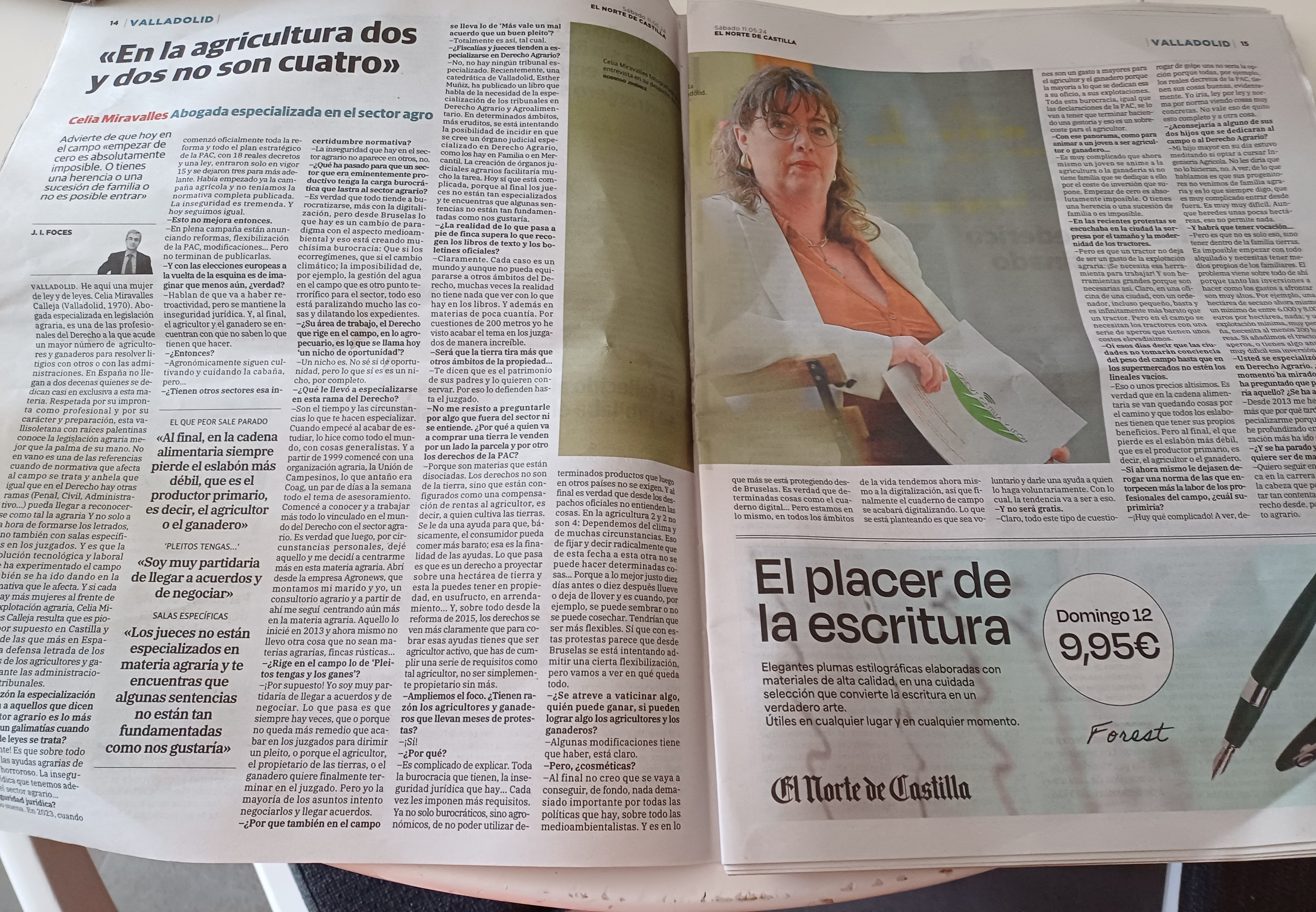 Entrevista a la abogada Celia Miravalles en el Norte de Castilla